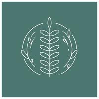 floral wreath line art green background vector