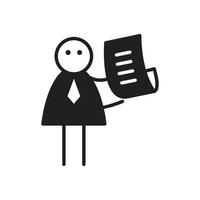 businessman stick figure and document illustration vector