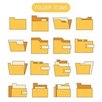 iconos de carpeta de datos y archivos de almacenamiento vector