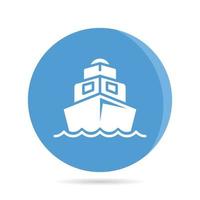 ship icon in blue roud button vector