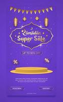 Ramadan sale social media story and poster template vector