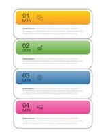 4 data infographics tab thin line index template. Vector illustration abstract square infographic background.