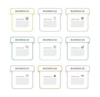 9 data infographics tab paper index template. Vector illustration abstract background.