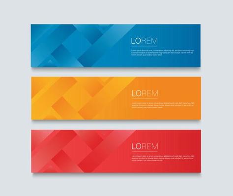Set of modern colorful banner template Blue Red and Orange Banner design