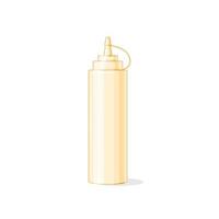 Mayonnaise in a plastic bottle on a white insulated background.  Icon in the cartoon style. Vector illustration.