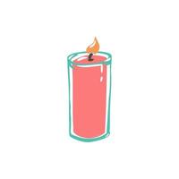 Burning wax or paraffin aromatic candles for aroma therapy isolated on light background. Cute hygge home decoration, holiday decorative design element. vector