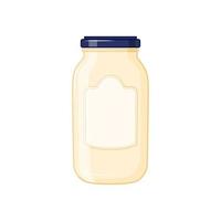 glass jar with mayonnaise on a white background. Vector illustration.