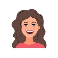 young woman laughs. Emotion. Girl smiling vector illustration in flat style.
