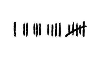 Tally marks, prison wall on white background. Counting signs. Vector illustration hand drawn.