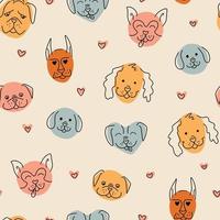 Cute dog faces seamless pattern. Children's print. Abstract vector background.