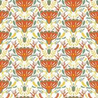 Seamless pattern flower plant.Mirror composition ornament. vector