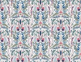 Seamless pattern flower plant.Mirror composition ornament. vector