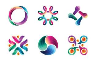Colorful Business Collaboration Logo Set vector