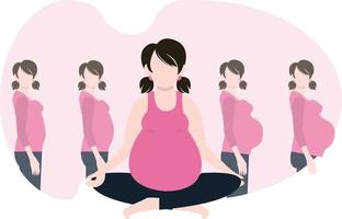 The pregnant girl doing yoga. vector