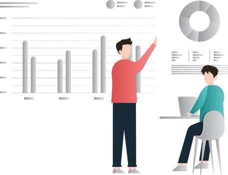 The boys discussing about data. vector