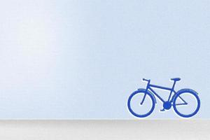 Drawing crayon of one bike with blue sky background photo