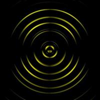 onda de sonido digital amarilla o señal de círculo, fondo abstracto foto