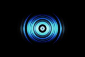 Sound waves oscillating blue light with circle spin abstract background photo