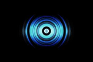 Sound waves oscillating blue light with circle spin abstract background photo