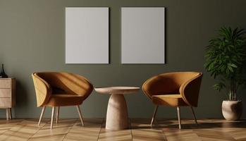 maqueta de marco de fotos en una habitación escandinava minimalista y limpia. representación 3d
