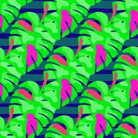 Abstract monstera leaves tropical seamless pattern. Rainforest background. vector