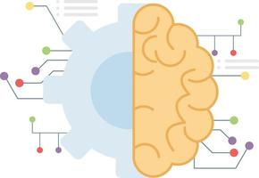 Half brain intelligence and half cog wheel. vector