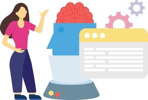 The girl is working on artificial intelligence. vector