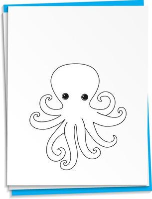 Hand drawn octopus on paper