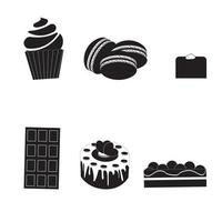 vector icons depicting sweets cupcake, pastry, cake