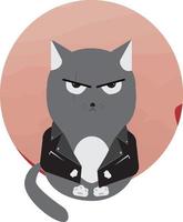 ilustración vectorial gato malo gris vector