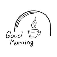 cup of coffee and the inscription good morning vector