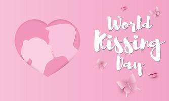 World Kissing Day lettering in lips. Template for card, poster, print. vector