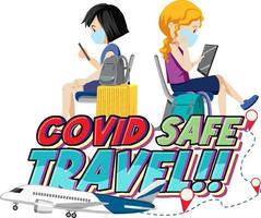 Covid Safe Travel hand drawn lettering logo vector