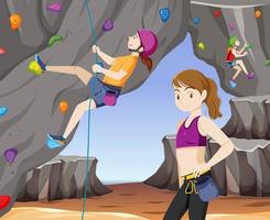 Outdoor rock climbing scene vector