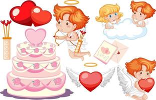 tema de san valentin con cupido y pastel vector