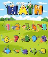 contando el número del 0 al 9 y los símbolos matemáticos vector