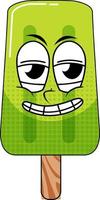 Green popsicle with happy face vector