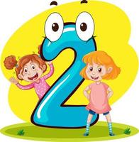 Two kids with number two cartoon vector