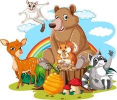 Cute animals in the park vector