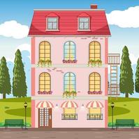 Outdoor scene with apartment building facade vector