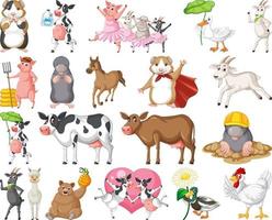 Set of animal cartoon character vector