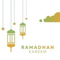 Ramadan lights lamp themed green gradation islamic  muslim vector