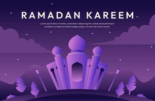 Islamic mosque flat design style Premium Vector for Eid Mubarak or Ramadan Mubarak