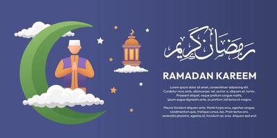 Islamic flat design illustration for happy eid fitr or adha mubarak and ramadan vector