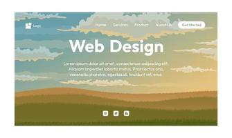 diseño web naturaleza paisaje diseño plano landing page vector