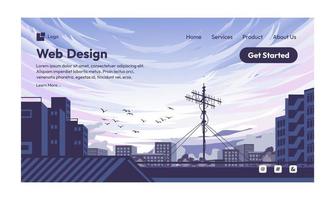Japanese anime purple view landing page vector