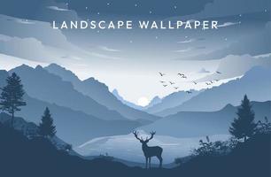 Beautiful Vector Landscape Illustration Peaceful