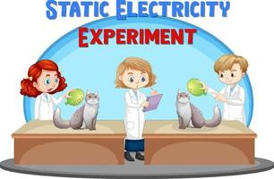 Static electricity experiment with cat and balloon vector