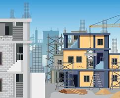 Building construction site scene vector