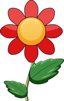 Red flower with green leaves vector